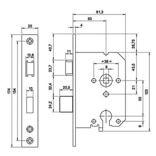 Mauer 9136 Insteekslot Recht PC55 Doornmaat 50 Mm SKG2